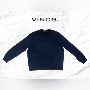 Vince Men's Navy Wool / Cashmere Blend V-Neck Sweater